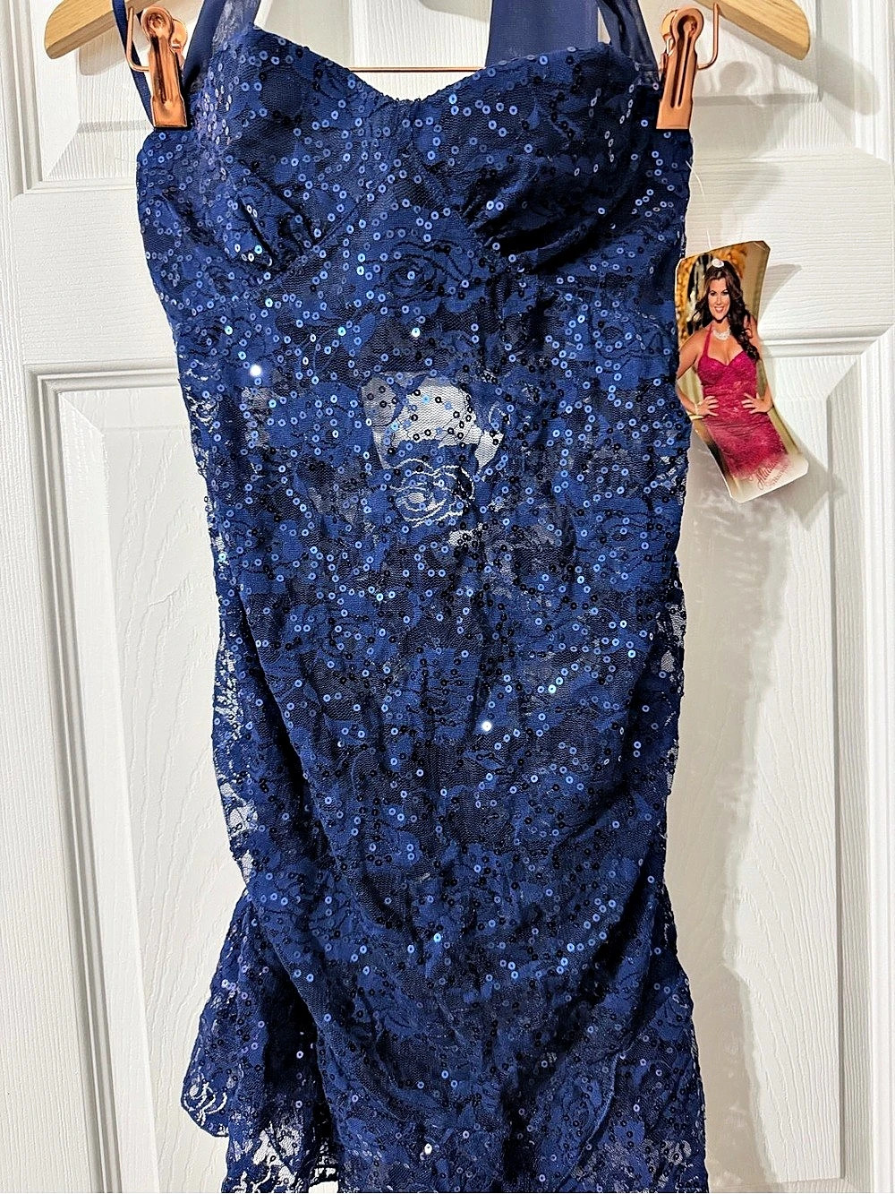 Voluptuous Hollywood Sequin Mini Dress in Blue Size 1X NWT